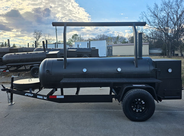 330 GAL Smoker Single Door With CounterWeight with Double Racks and Charkettle Left Side 