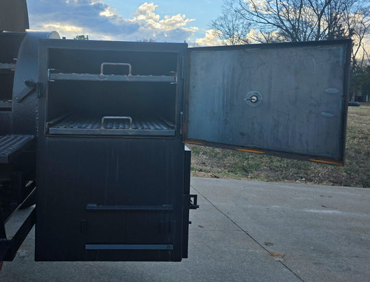 330 GAL Smoker Single Door With CounterWeight with Double Racks and Charkettle Warming Box Racks