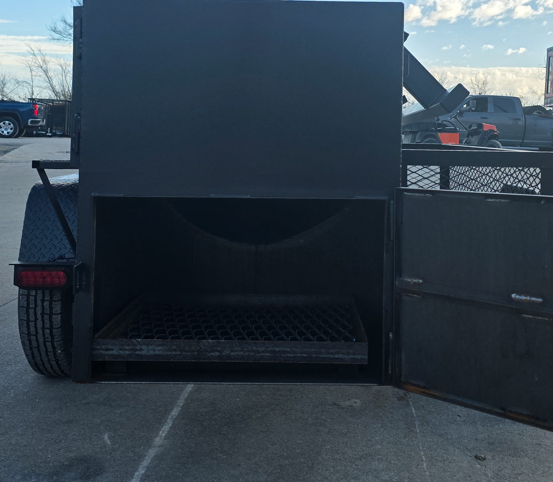 330 GAL Smoker Single Door With CounterWeight with Double Racks and Charkettle Warming Box Wood Storage 