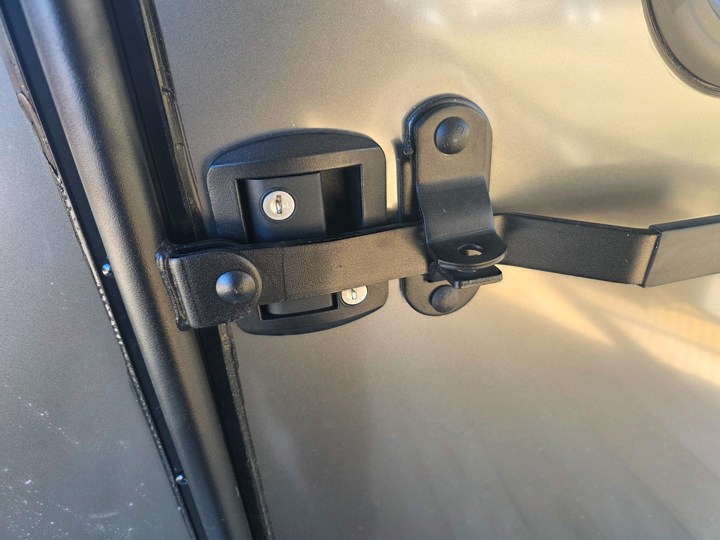 8.5' X 24' Charcoal Enclosed Trailer Hybrid Drone and Equipment Hauler Rear Door Handle/Lock