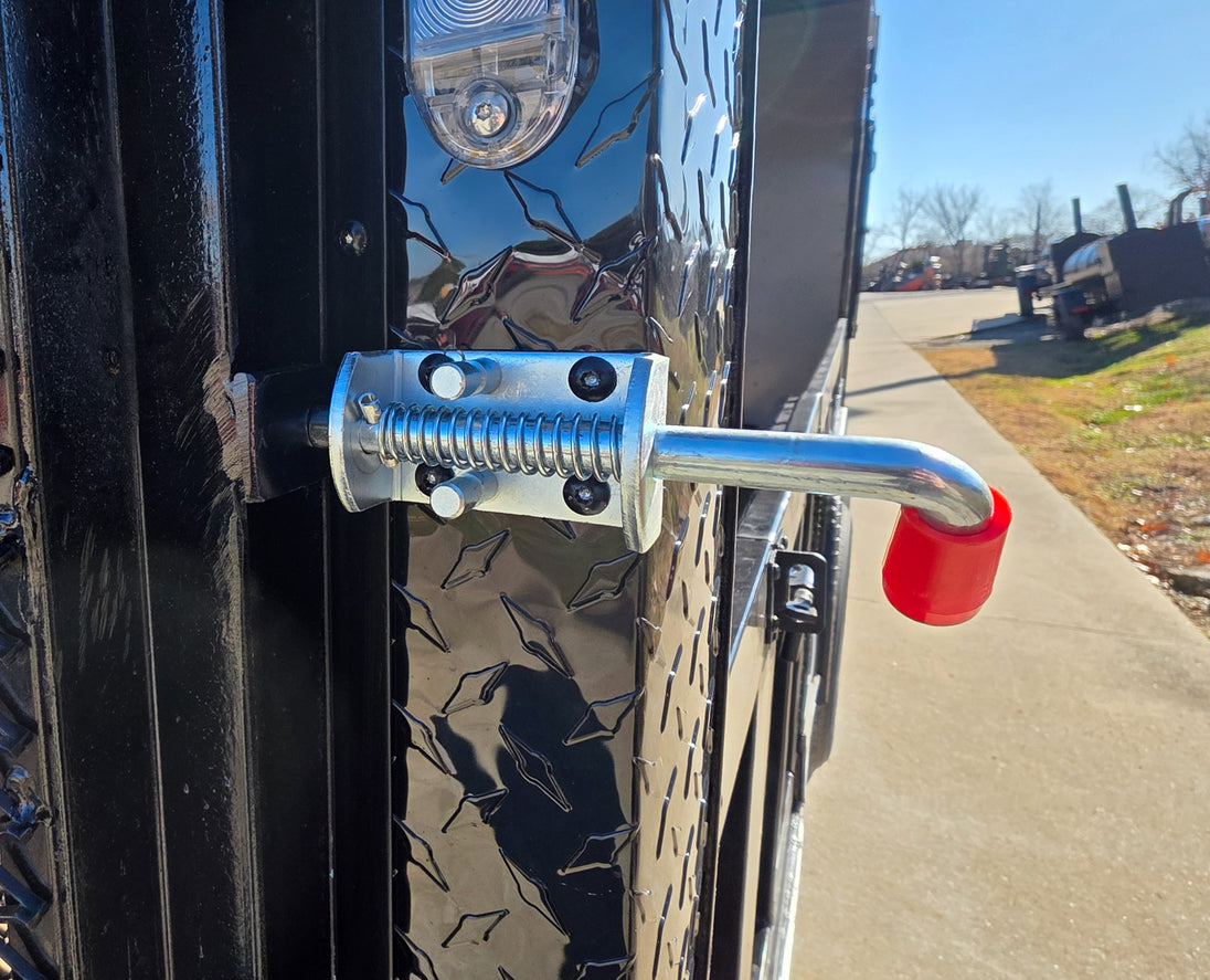 8.5' X 24' Charcoal Enclosed Trailer Hybrid Drone and Equipment Hauler Gate Latch
