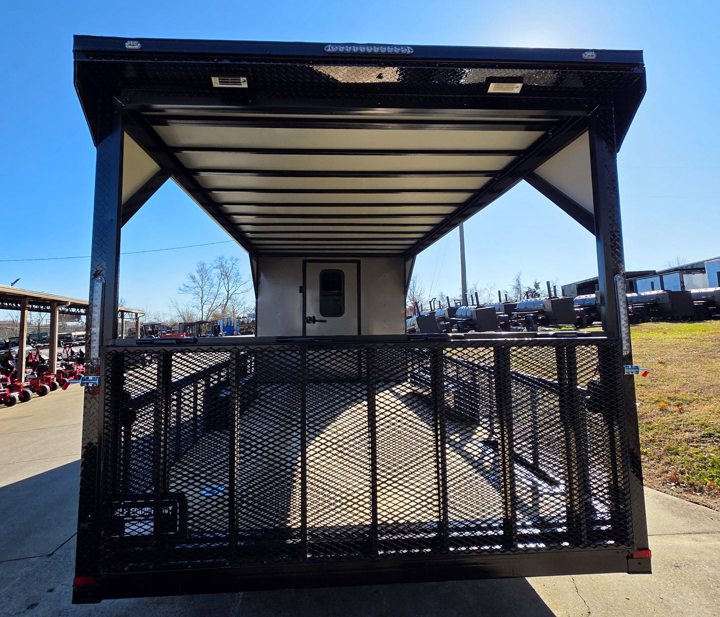 8.5' X 24' Charcoal Enclosed Trailer Hybrid Drone and Equipment Hauler Rear