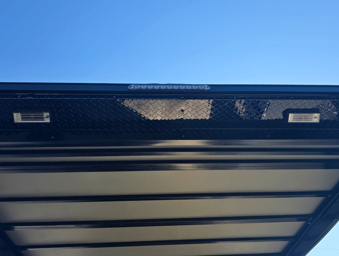 8.5' X 24' Charcoal Enclosed Trailer Hybrid Drone and Equipment Hauler Rear Flood Lights 
