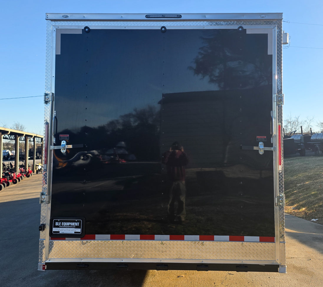 8.5x34 Black Flat Nose Enclosed Trailer (3) 5200lb Axles Rear