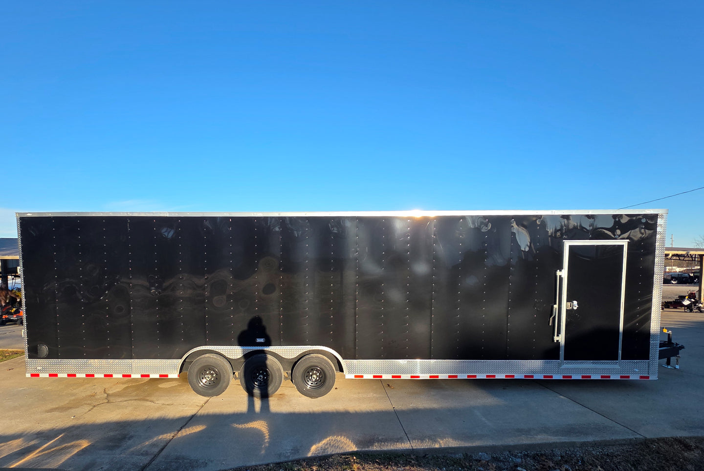 8.5x34 Black Flat Nose Enclosed Trailer (3) 5200lb Axles Right Side 