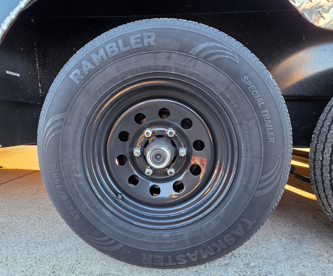 8.5x34 Black Flat Nose Enclosed Trailer (3) 5200lb Axles Tires