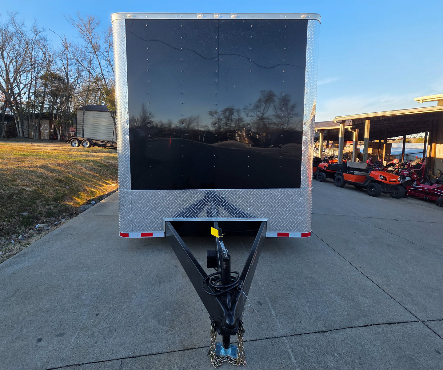 8.5x34 Black Flat Nose Enclosed Trailer (3) 5200lb Axles Front 