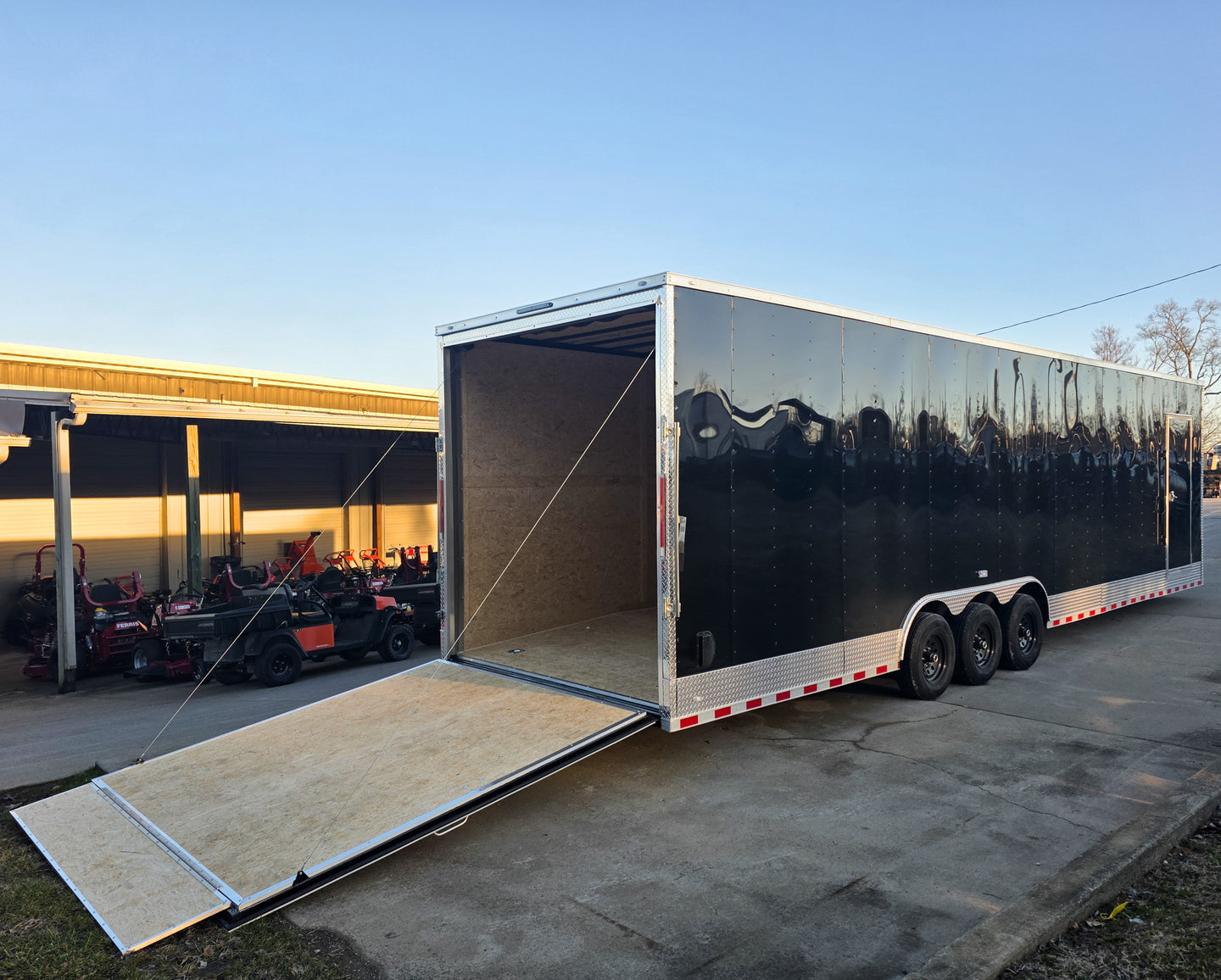 8.5x34 Black Flat Nose Enclosed Trailer (3) 5200lb Axles Left Rear