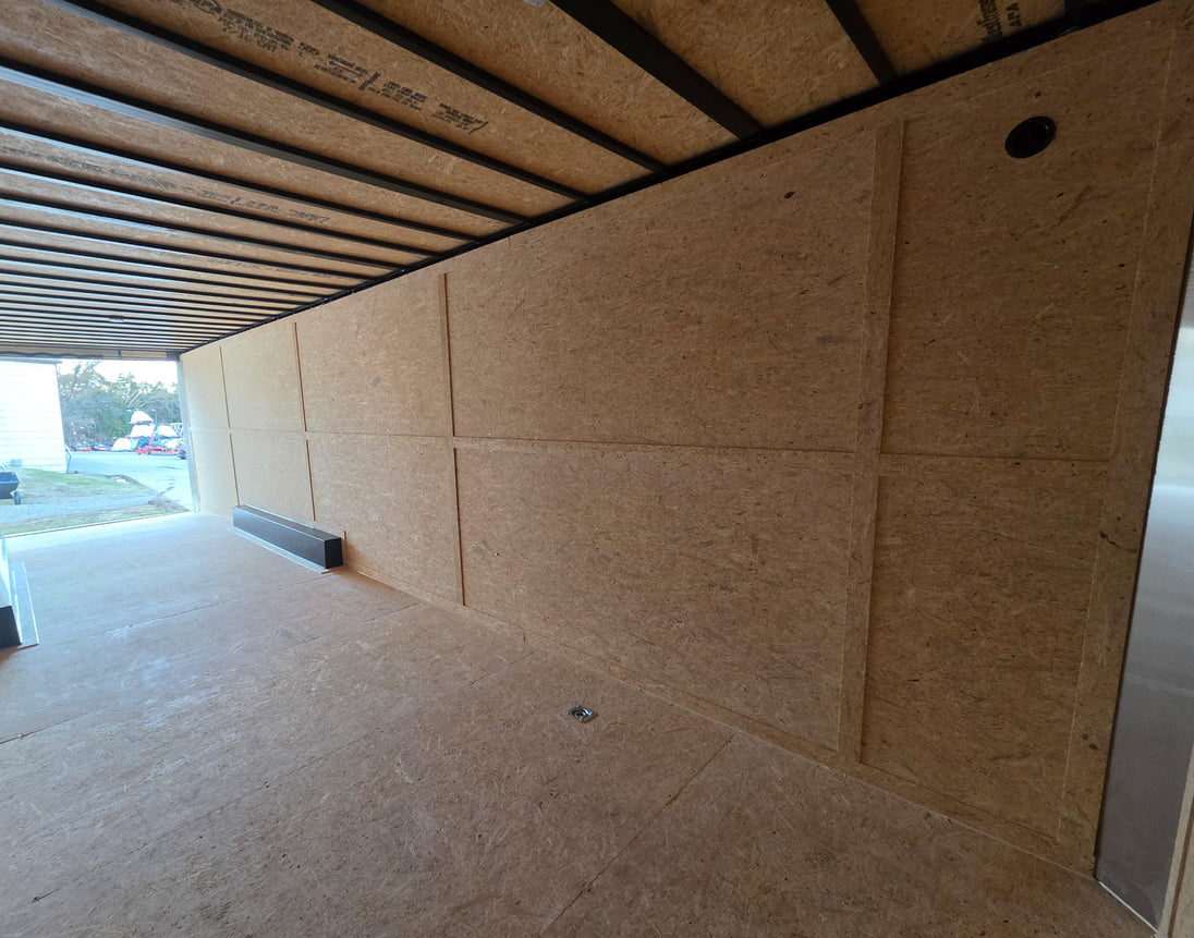 8.5x34 Black Flat Nose Enclosed Trailer (3) 5200lb Axles Inside Left Side 