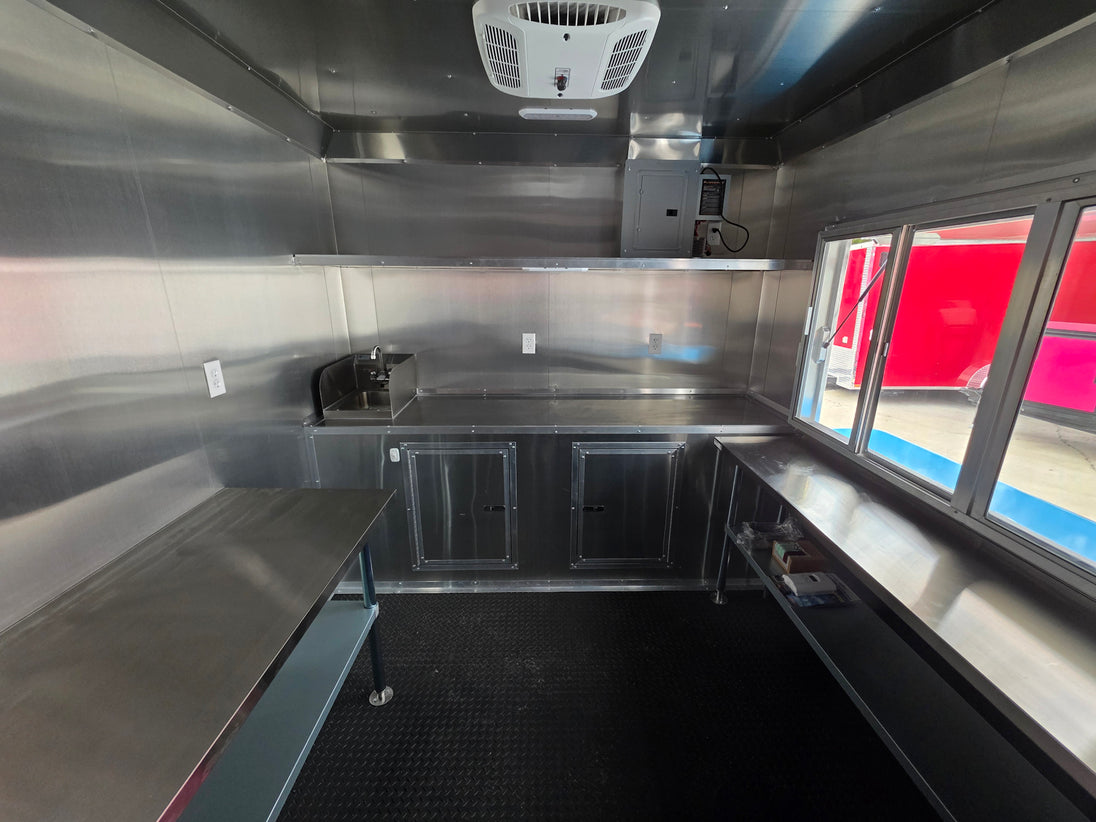 8.5' X 16' Custom Concession Trailer White Food Event Catering with appliances - SLE Equipment - 13