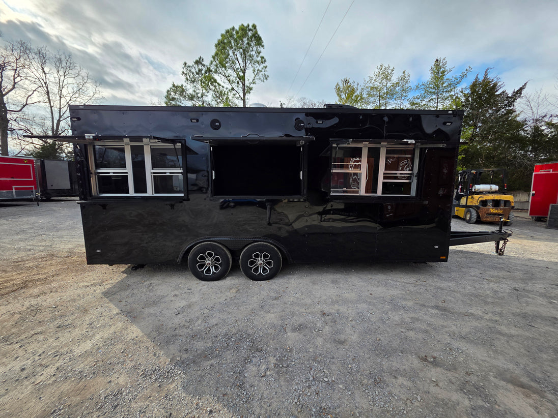 8.5' X 20' Black With Blackout Concession Trailer Food Event Catering - SLE Equipment - 15