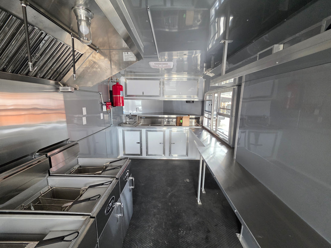 8.5' X 20' Black With Blackout Concession Trailer Food Event Catering - SLE Equipment - 18