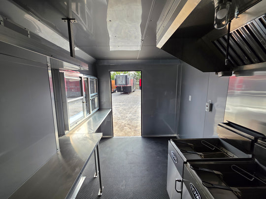 8.5' X 20' Black With Blackout Concession Trailer Food Event Catering - SLE Equipment - 24