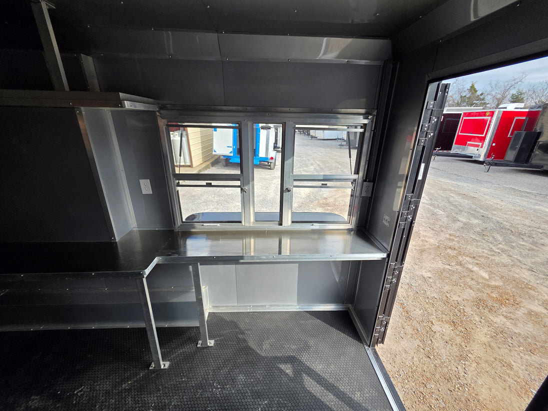 8.5' X 20' Black With Blackout Concession Trailer Food Event Catering - SLE Equipment - 27