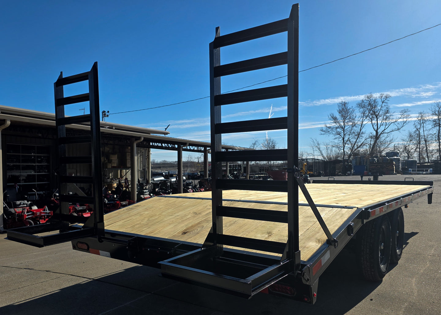 8.5x22 I - Beam Deckover Trailer (2) 7K Axles Stand - Up Ramps 14k GVWR - SLE Equipment - 7