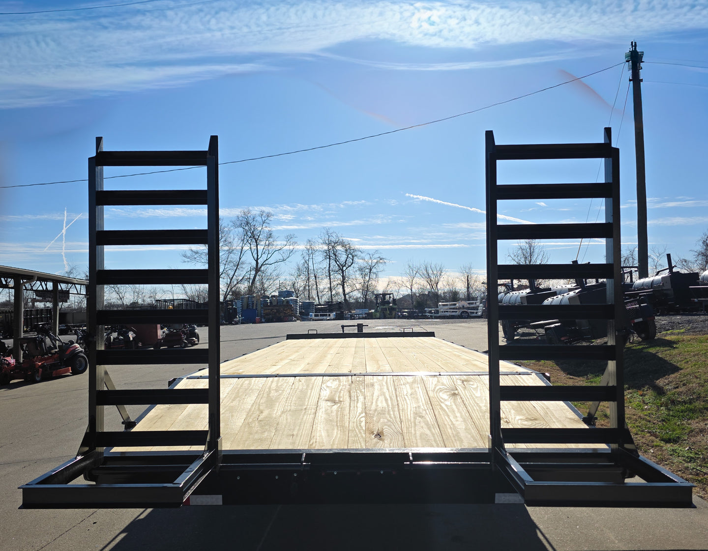 8.5x22 I - Beam Deckover Trailer (2) 7K Axles Stand - Up Ramps 14k GVWR - SLE Equipment - 8