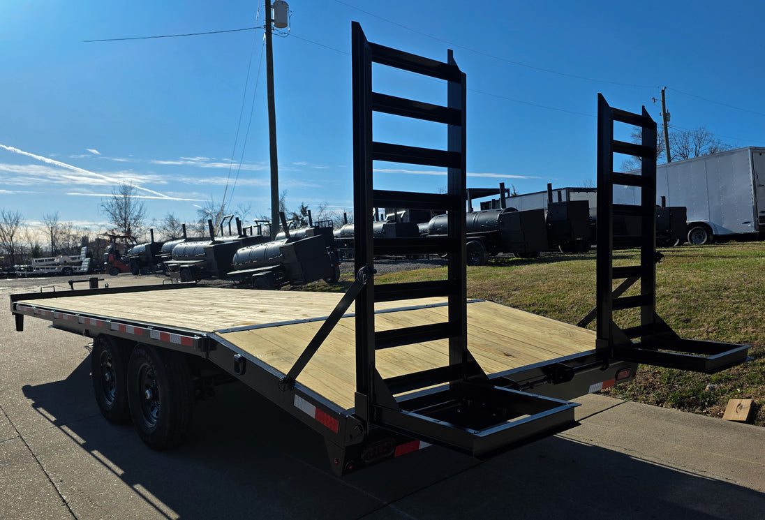 8.5x22 I - Beam Deckover Trailer (2) 7K Axles Stand - Up Ramps 14k GVWR - SLE Equipment - 9
