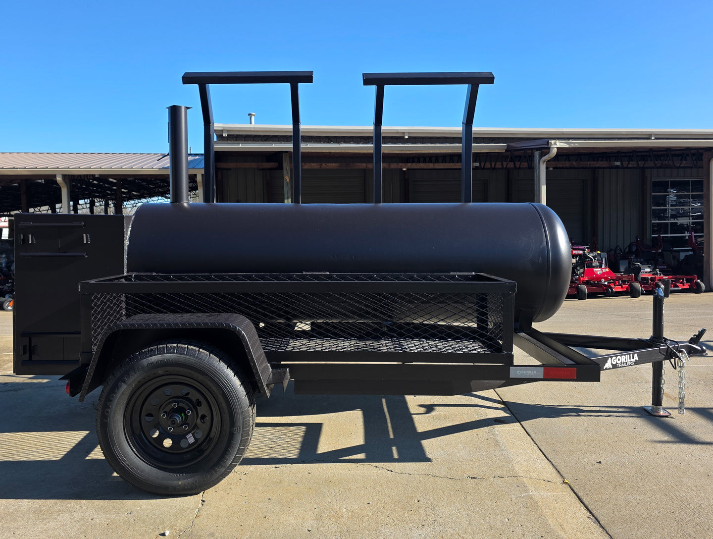 330 Gal Smoker Two Door with Counter Weights and Double Racks Right Side 