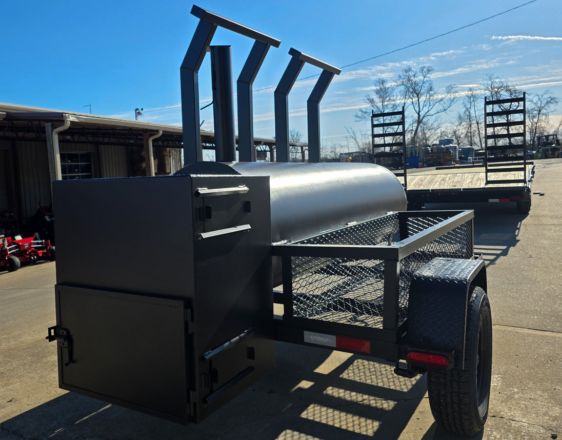 330 Gal Smoker Two Door with Counter Weights and Double Racks Rear Right Side 