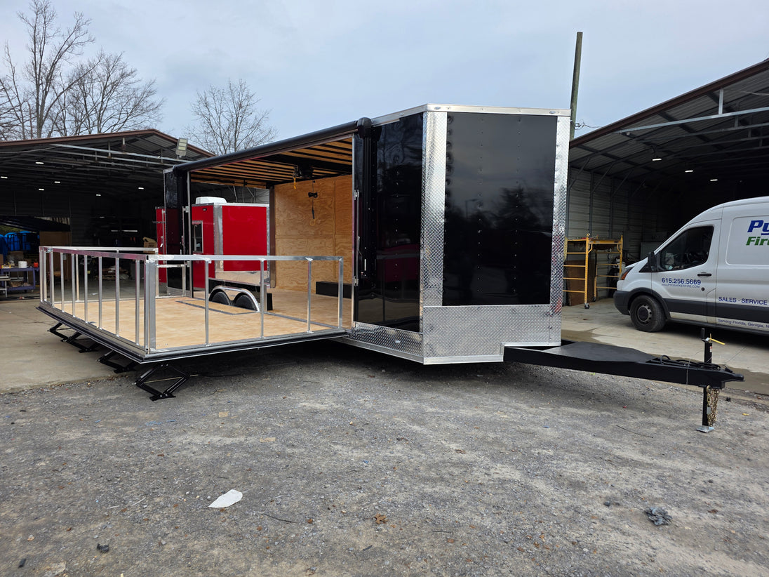 8.5' x 24' Custom Black Stage Event Trailer w/ 16' Stage - SLE Equipment - 16