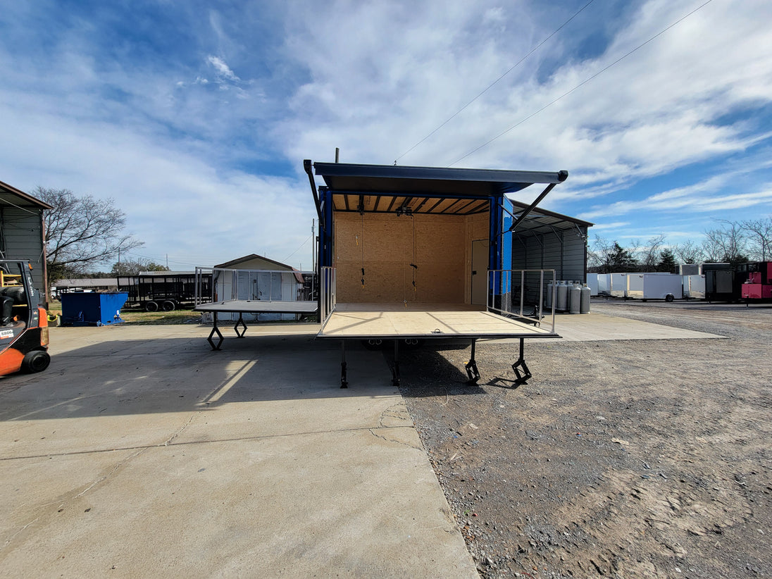 8.5' x 14' Custom Stage Trailer Cobalt Blue With Blackout - SLE Equipment - 20