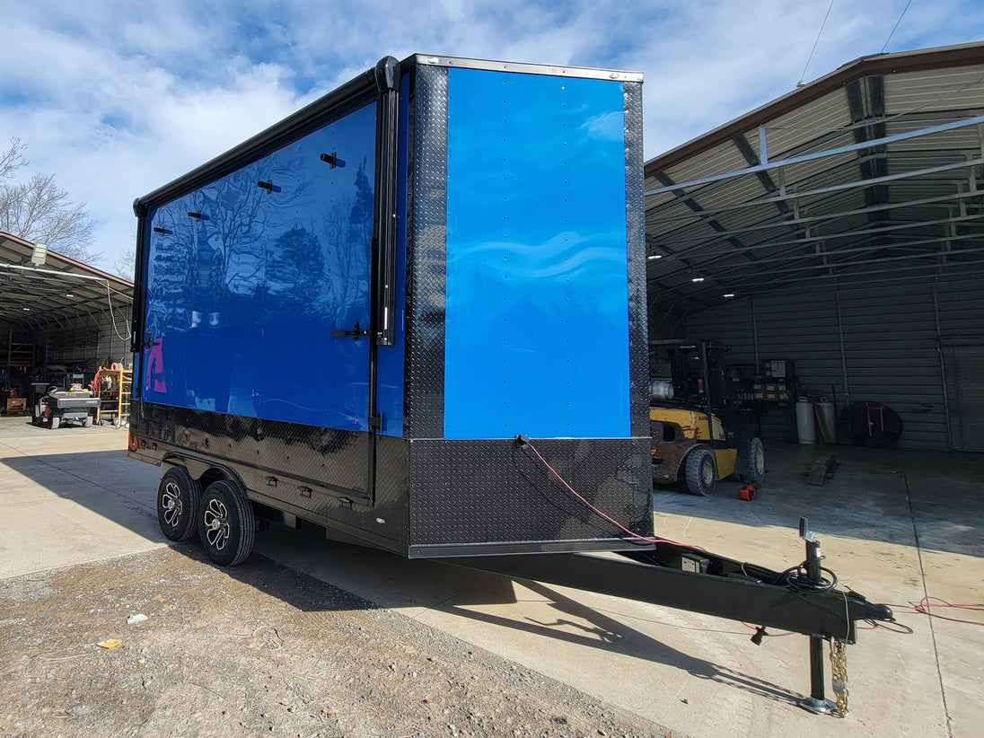 8.5' x 14' Custom Stage Trailer Cobalt Blue With Blackout - SLE Equipment - 21