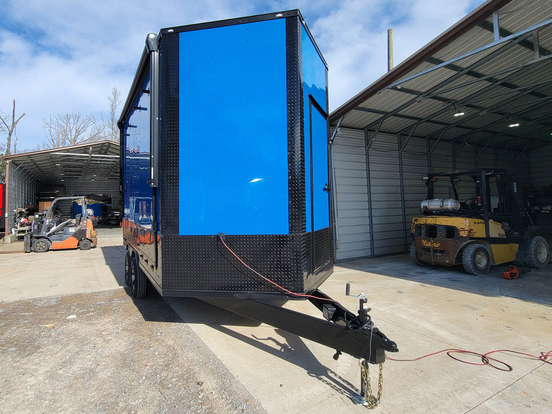 8.5' x 14' Custom Stage Trailer Cobalt Blue With Blackout - SLE Equipment - 22