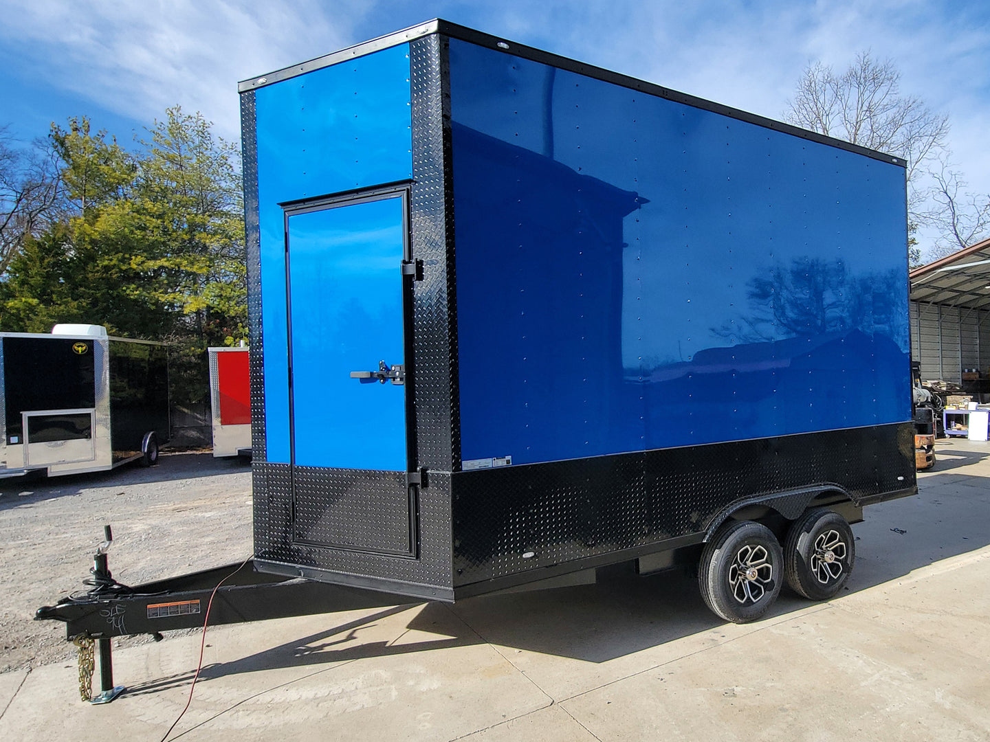 8.5' x 14' Custom Stage Trailer Cobalt Blue With Blackout - SLE Equipment - 24