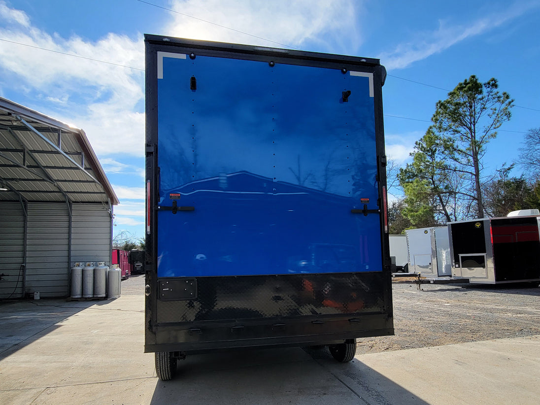 8.5' x 14' Custom Stage Trailer Cobalt Blue With Blackout - SLE Equipment - 27