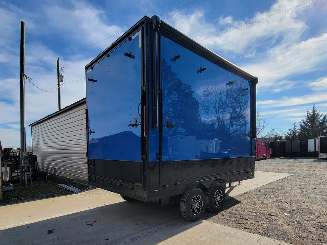 8.5' x 14' Custom Stage Trailer Cobalt Blue With Blackout - SLE Equipment - 29