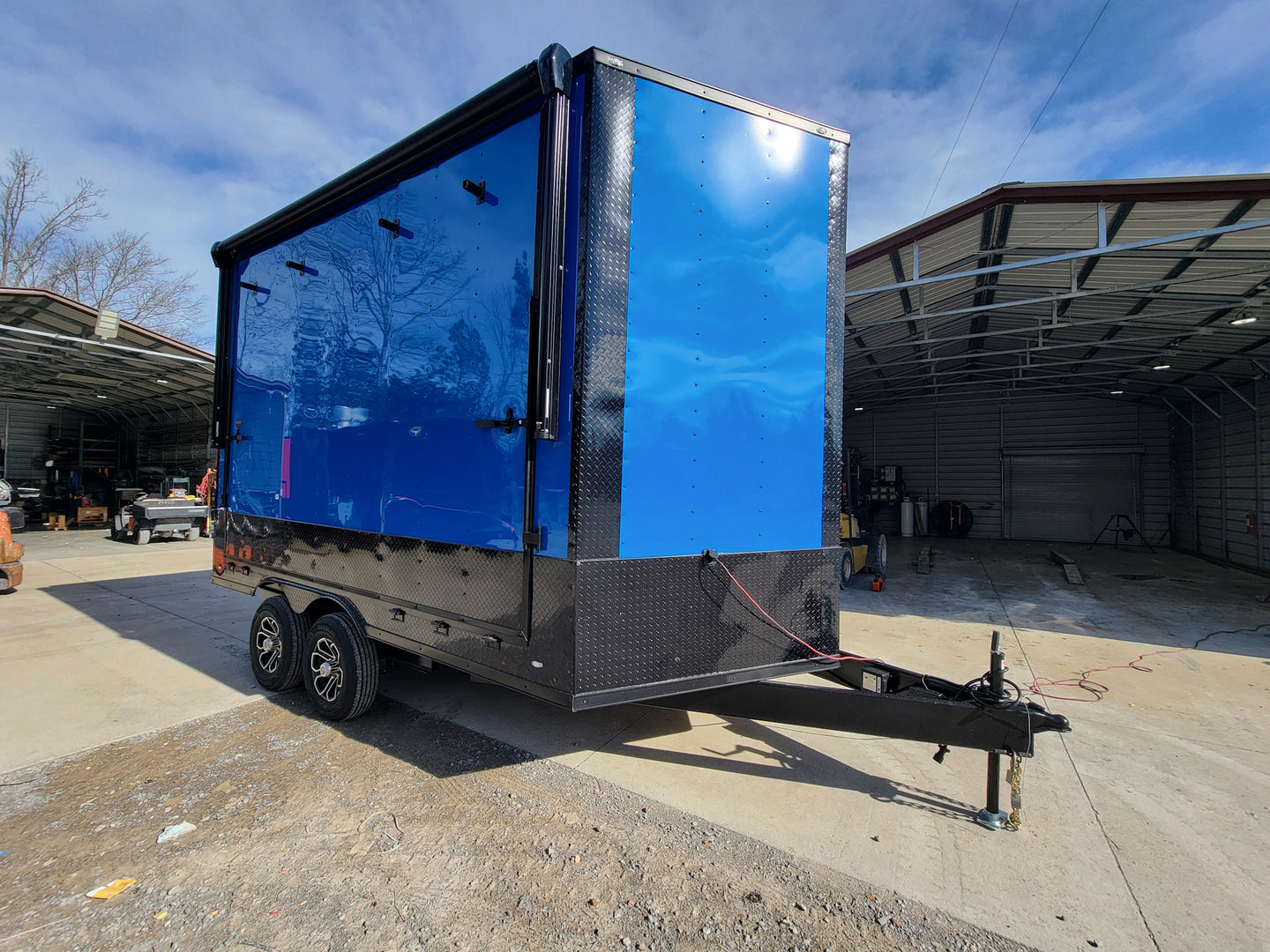 8.5' x 14' Custom Stage Trailer Cobalt Blue With Blackout - SLE Equipment - 32