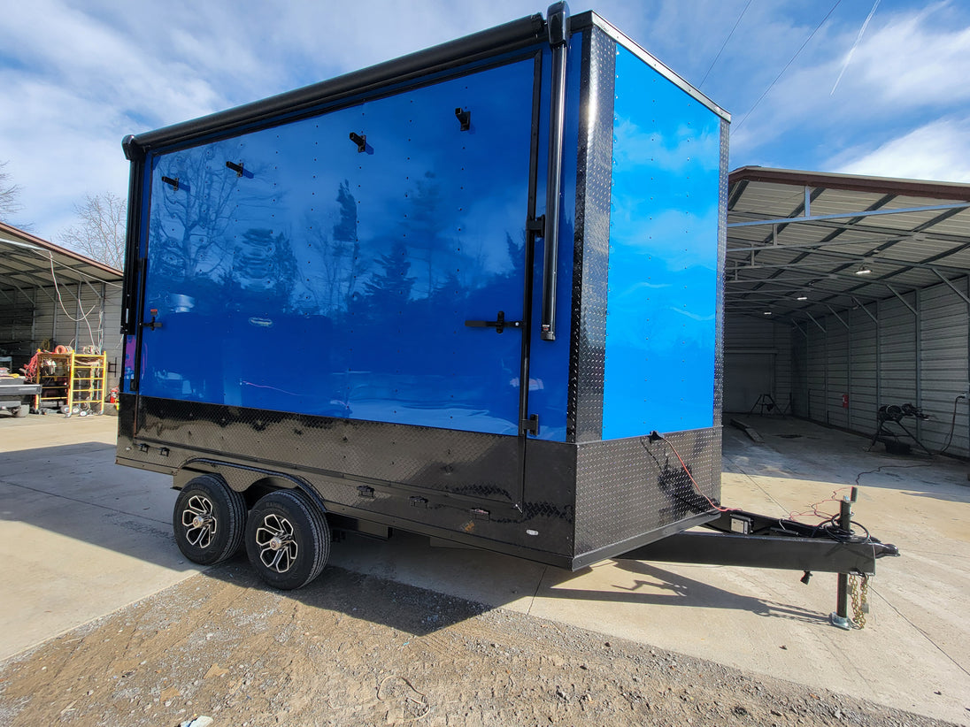 8.5' x 14' Custom Stage Trailer Cobalt Blue With Blackout - SLE Equipment - 33
