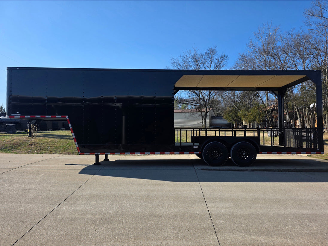 8.5' X 32' Gooseneck Hybrid Enclosed Trailer 16' Porch With fold out gate 14k GVWR - SLE Equipment - 5