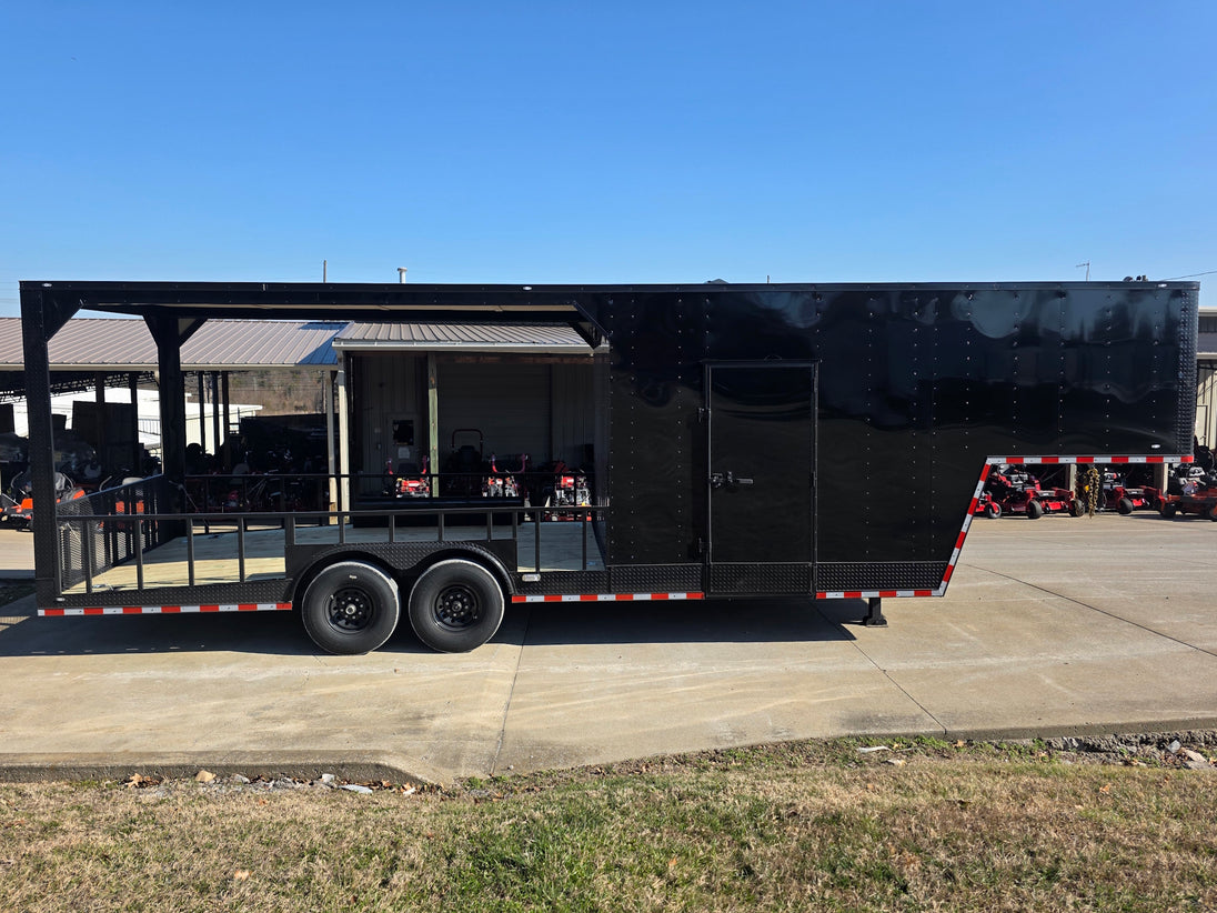 8.5' X 32' Gooseneck Hybrid Enclosed Trailer 16' Porch With fold out gate 14k GVWR - SLE Equipment - 11