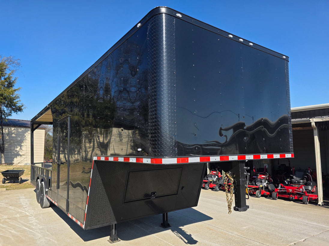 8.5' X 32' Gooseneck Hybrid Enclosed Trailer 16' Porch With fold out gate 14k GVWR - SLE Equipment - 4