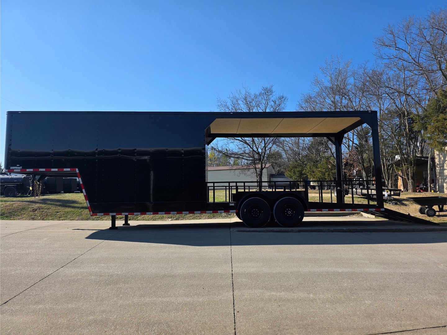 8.5' X 32' Gooseneck Hybrid Enclosed Trailer 16' Porch With fold out gate 14k GVWR - SLE Equipment - 17