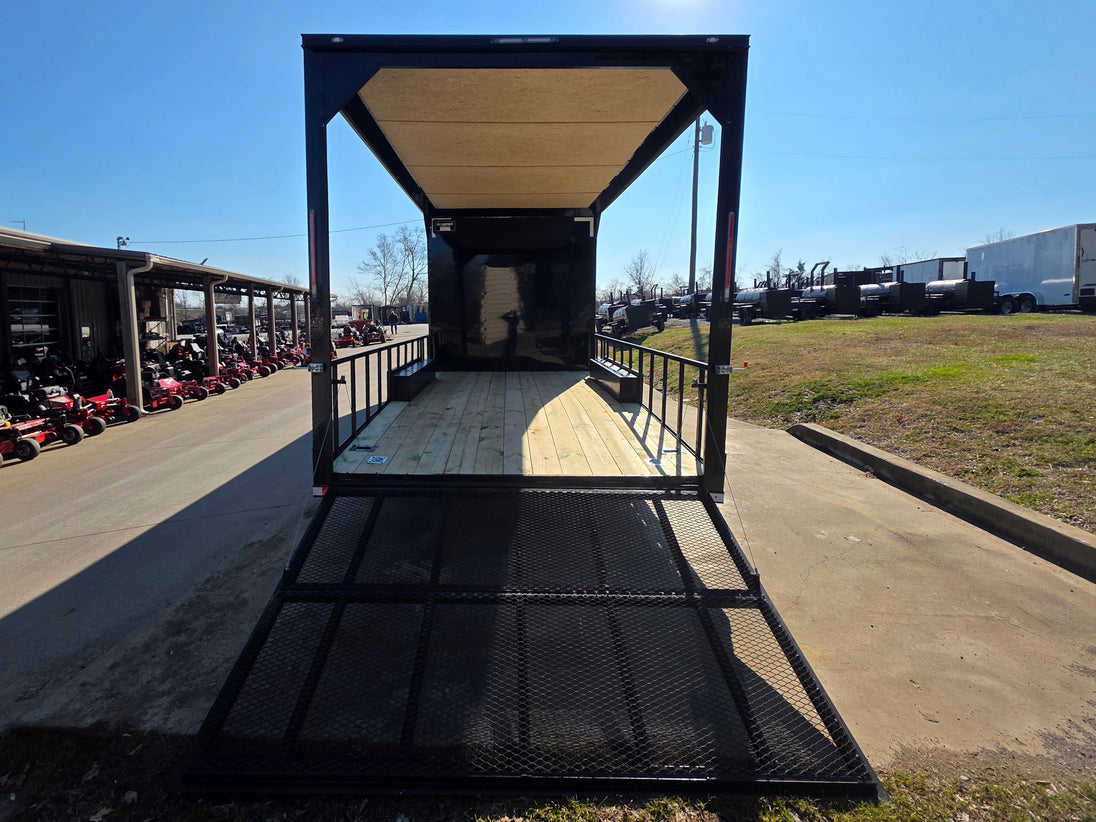 8.5' X 32' Gooseneck Hybrid Enclosed Trailer 16' Porch With fold out gate 14k GVWR - SLE Equipment - 19
