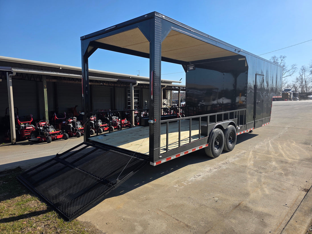 8.5' X 32' Gooseneck Hybrid Enclosed Trailer 16' Porch With fold out gate 14k GVWR - SLE Equipment - 20