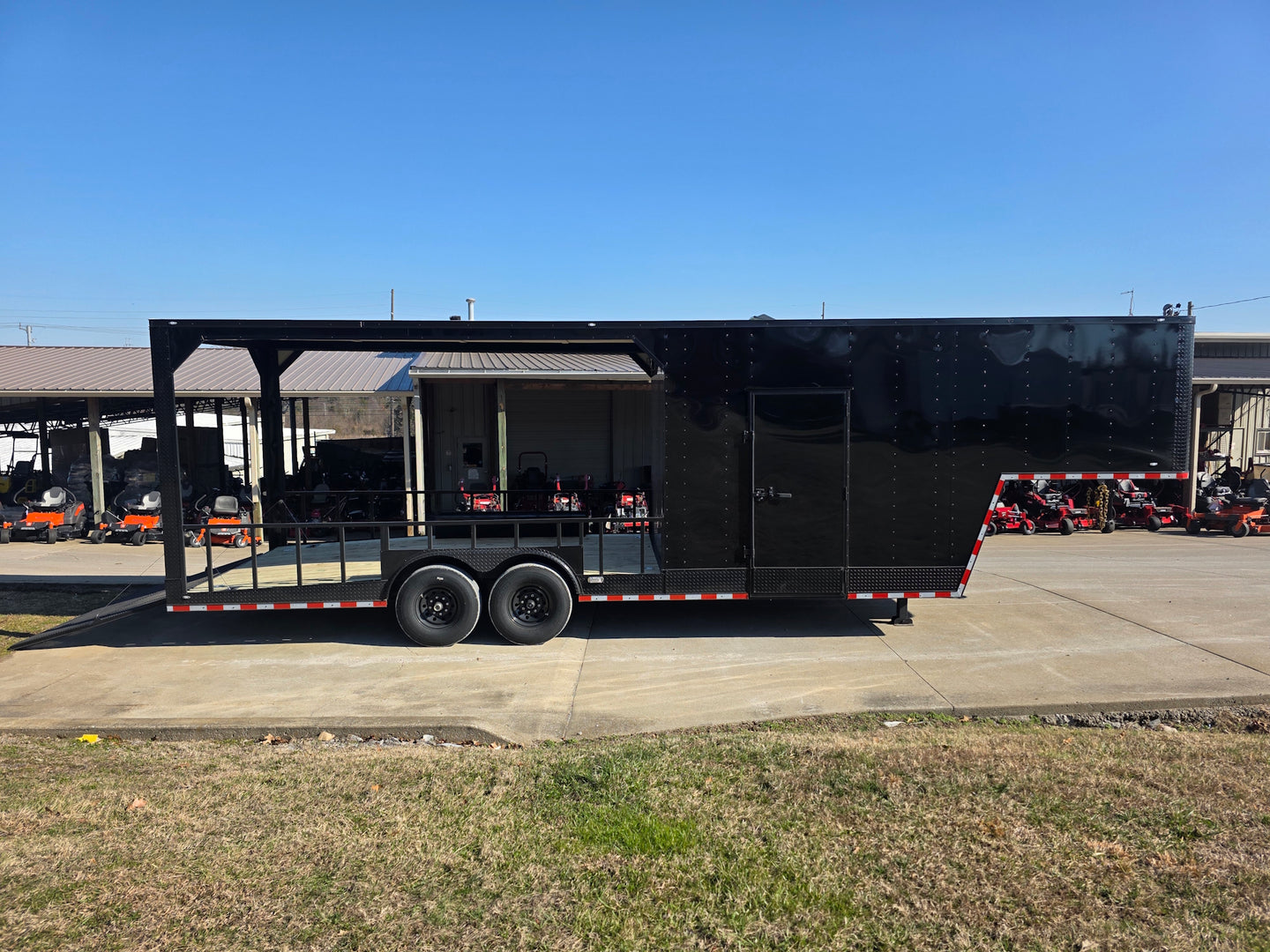 8.5' X 32' Gooseneck Hybrid Enclosed Trailer 16' Porch With fold out gate 14k GVWR - SLE Equipment - 13