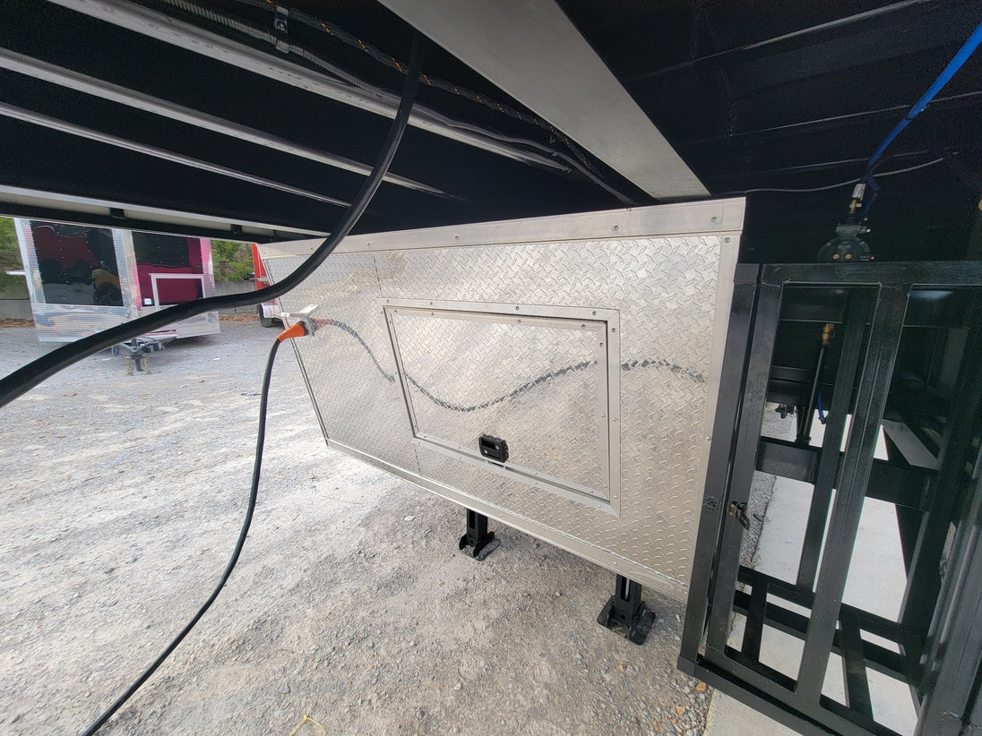 8.5' X 38' Custom Gooseneck Hybrid Equipment and Toy Hauler Trailer - SLE Equipment - 16