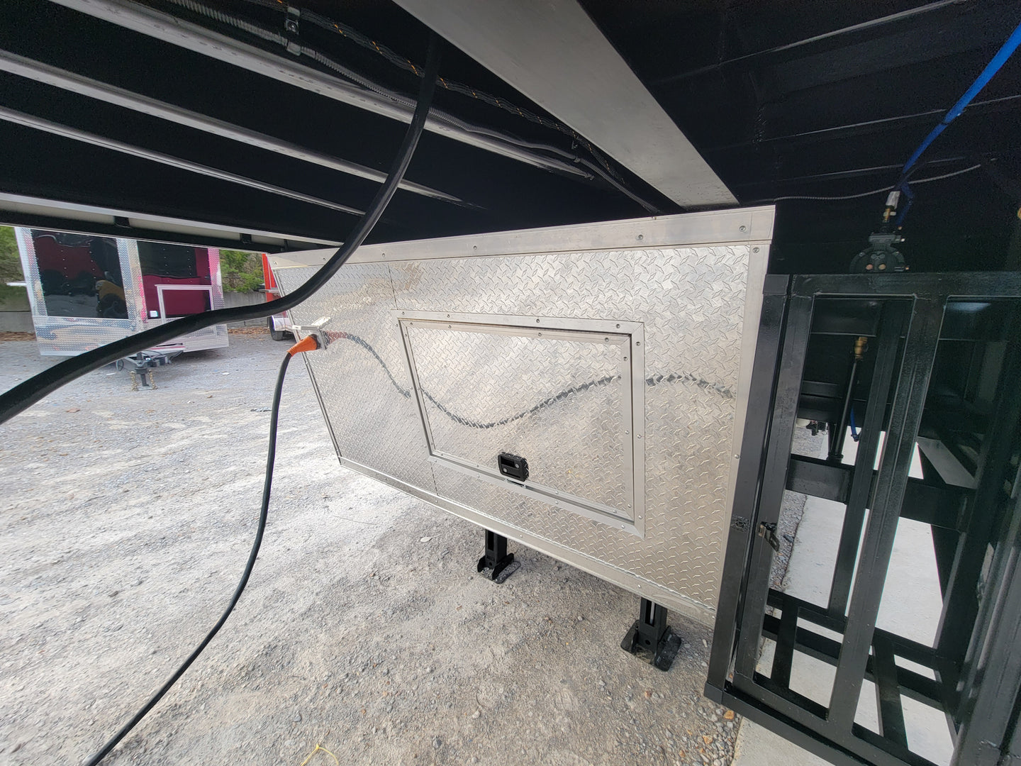 8.5' X 38' Custom Gooseneck Hybrid Equipment and Toy Hauler Trailer - SLE Equipment - 16