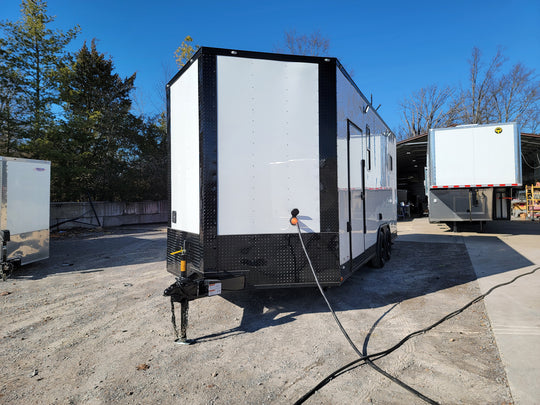 8.5' X 20' Custom White Office and Command Center Enclosed Trailer W/ Restroom - SLE Equipment - 2