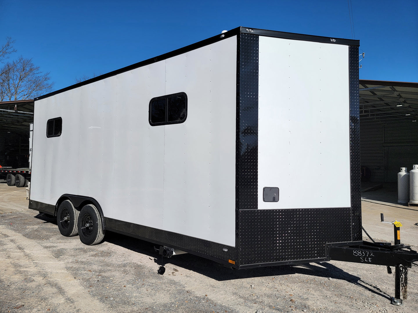 8.5' X 20' Custom White Office and Command Center Enclosed Trailer W/ Restroom - SLE Equipment - 1