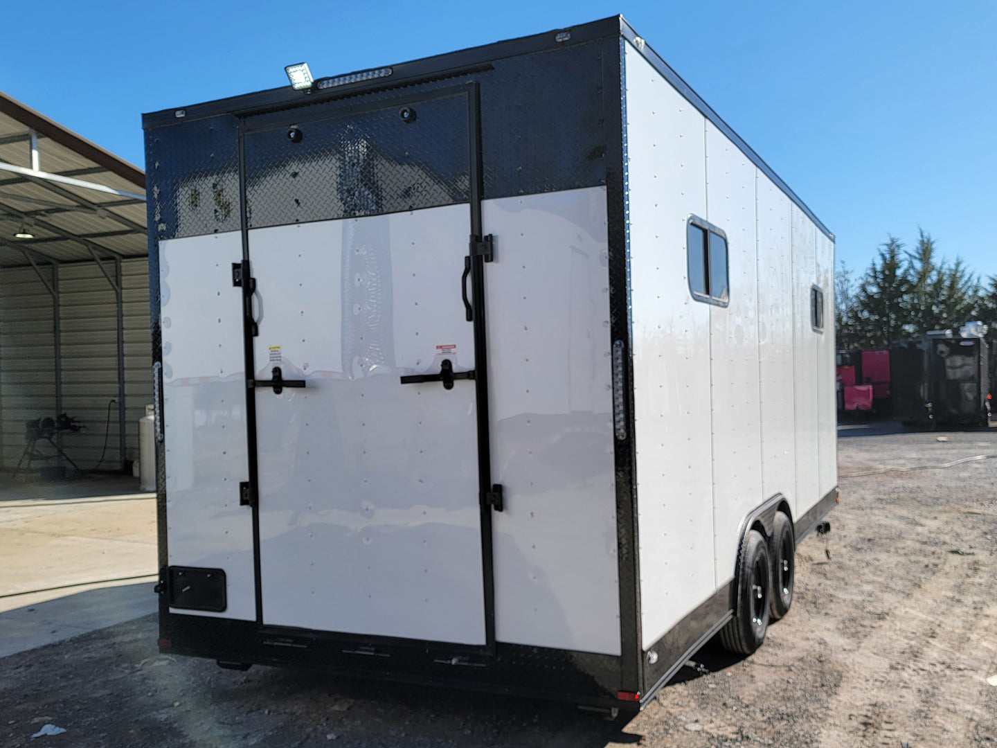 8.5' X 20' Custom White Office and Command Center Enclosed Trailer W/ Restroom - SLE Equipment - 7
