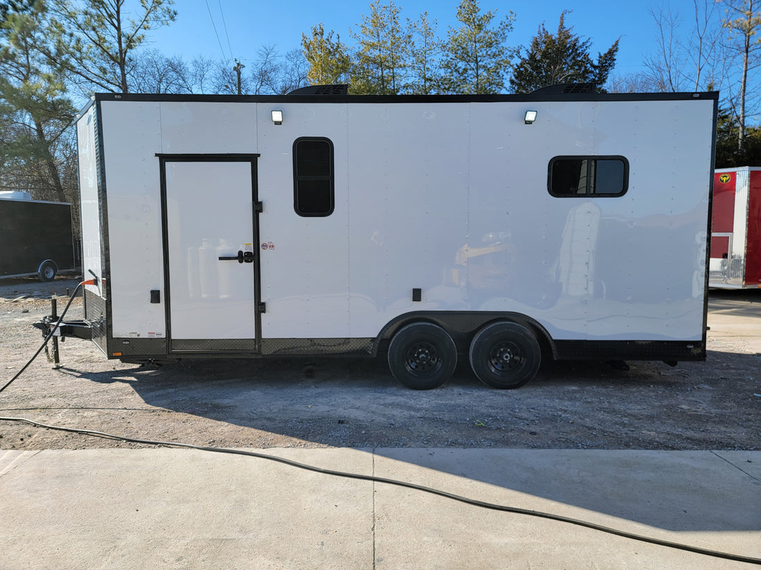 8.5' X 20' Custom White Office and Command Center Enclosed Trailer W/ Restroom - SLE Equipment - 11