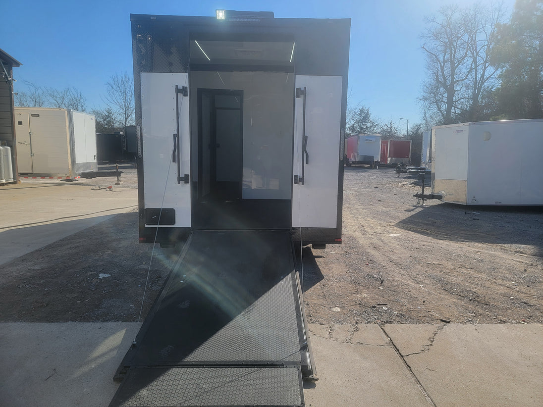 8.5' X 20' Custom White Office and Command Center Enclosed Trailer W/ Restroom - SLE Equipment - 13
