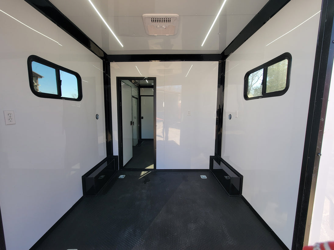 8.5' X 20' Custom White Office and Command Center Enclosed Trailer W/ Restroom - SLE Equipment - 16
