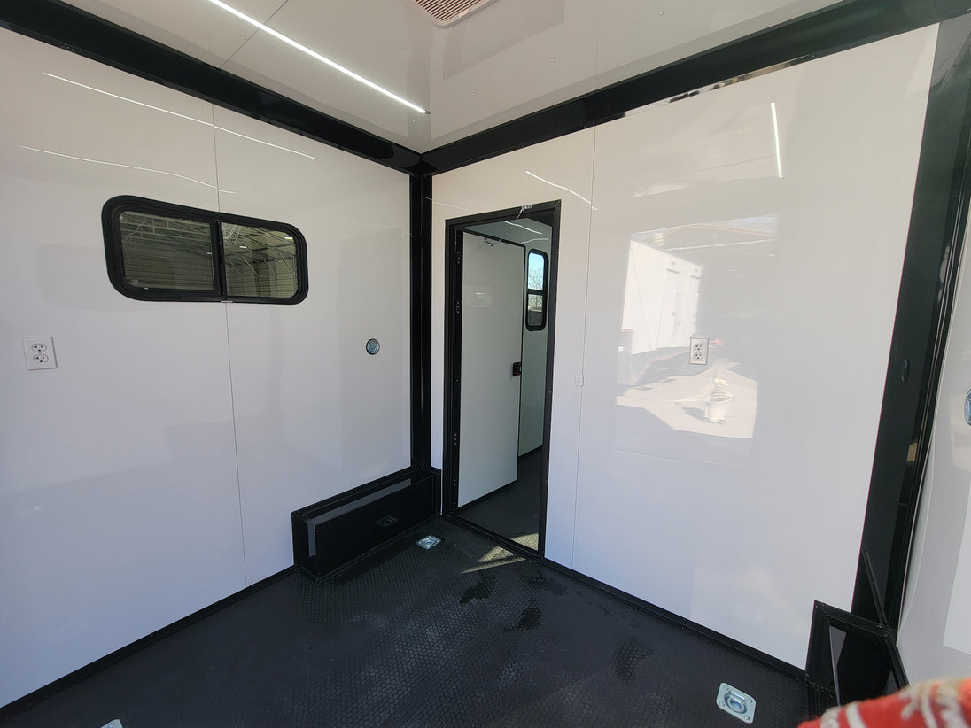 8.5' X 20' Custom White Office and Command Center Enclosed Trailer W/ Restroom - SLE Equipment - 17