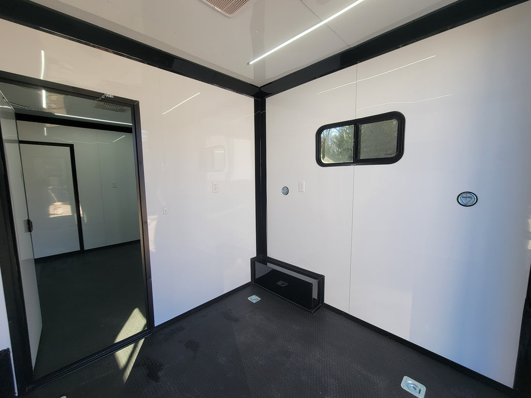 8.5' X 20' Custom White Office and Command Center Enclosed Trailer W/ Restroom - SLE Equipment - 18