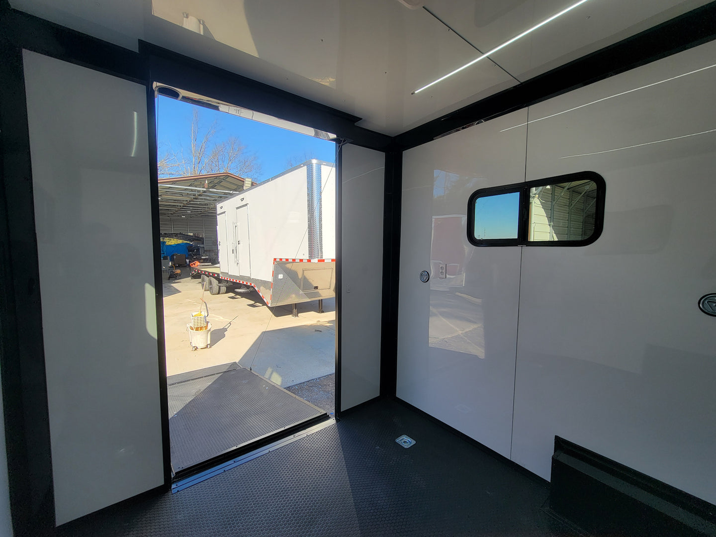 8.5' X 20' Custom White Office and Command Center Enclosed Trailer W/ Restroom - SLE Equipment - 20